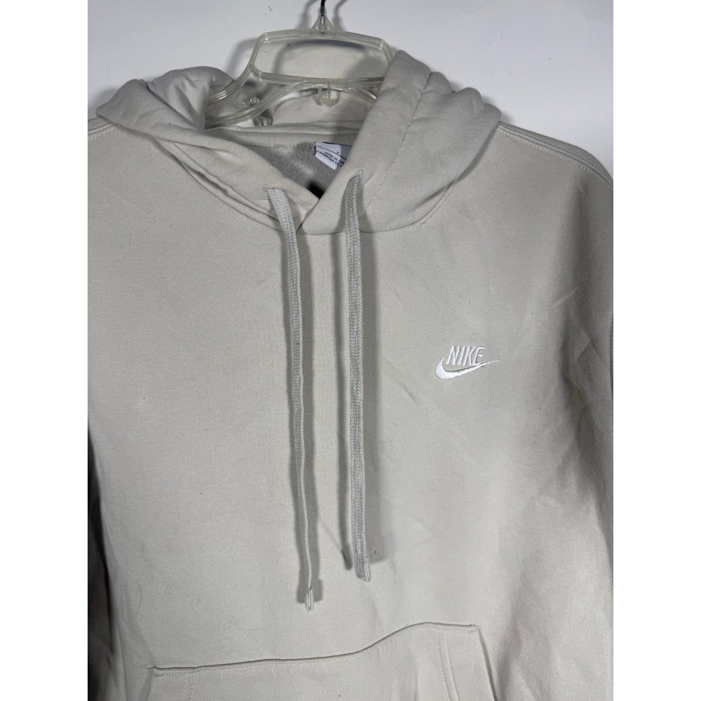 Nike Mens Sportswear Club Fleece Hoodie Beige Tan Embroidered Logo Small